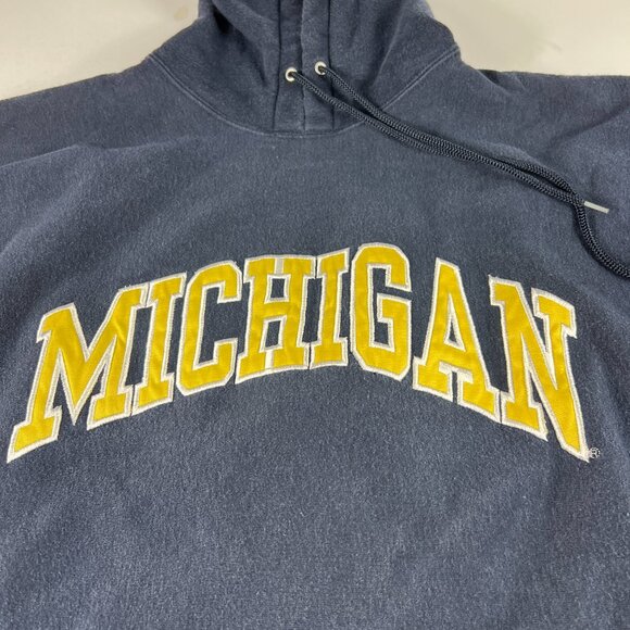 Y2K Steve & Barry's Michigan Wolverines Sweatshirt Extra Large Blue Faded Hoodie - Picture 4 of 16